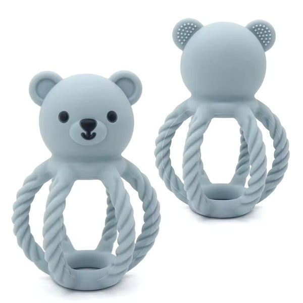 Nom Nom Bear Rattle Teether – Blue