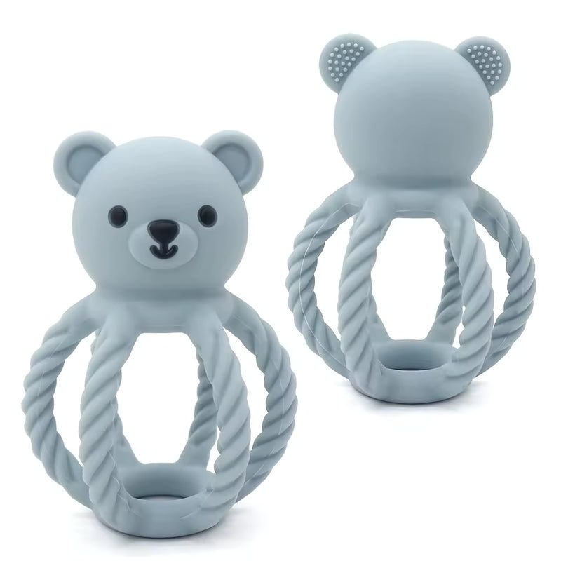 Nom Nom Bear Rattle Teether – Blue