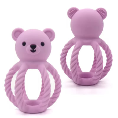 Nom Nom Bear Rattle Teether – Purple