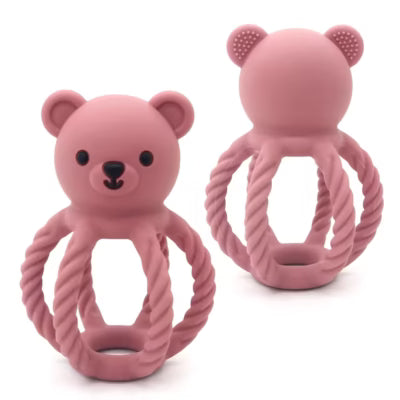 Nom Nom Bear Rattle Teether – Pink