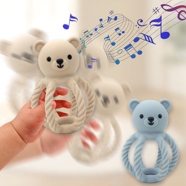 Nom Nom Bear Rattle Teether – Blue